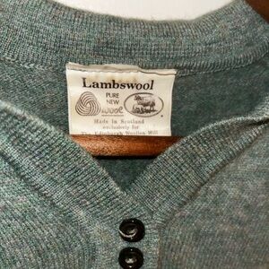 Lambswool Women’s S Pure Wool Green Button neck Collared Polo Sweater